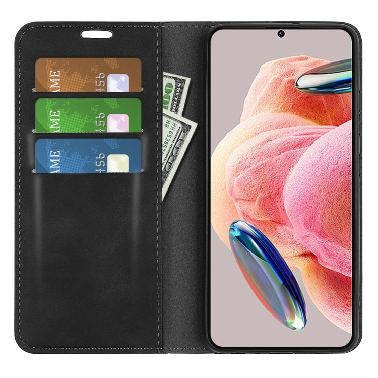 Per Xiaomi Redmi Note 12 4G Custodia per telefono in pelle con aspirazione magnetica retro-pelle globale, For Xiaomi Redmi Note 12 4G Global