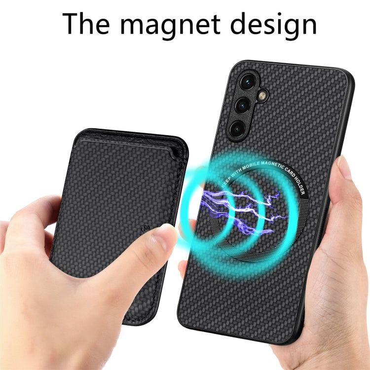 Custodia per telefono magnetica Magsafe in pelle in fibra di carbonio, For Samsung Galaxy A34 5G