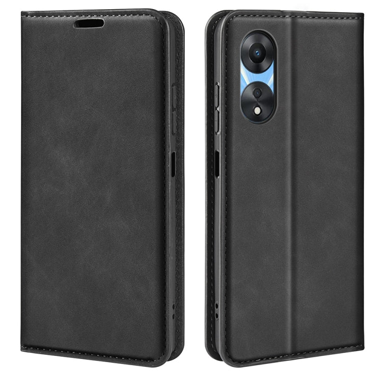 Per OPPO A58 Custodia per telefono in pelle con aspirazione magnetica retro-pelle, For OPPO A58