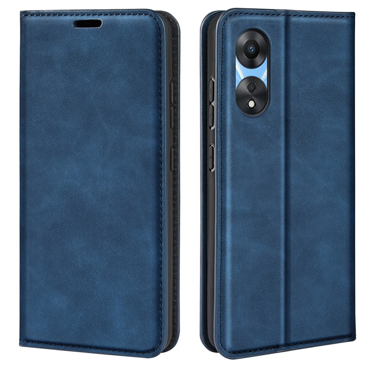 Per OPPO A58 Custodia per telefono in pelle con aspirazione magnetica retro-pelle, For OPPO A58
