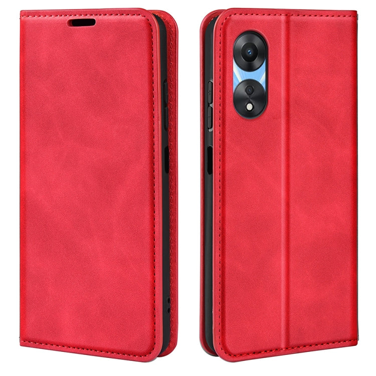 Per OPPO A58 Custodia per telefono in pelle con aspirazione magnetica retro-pelle, For OPPO A58
