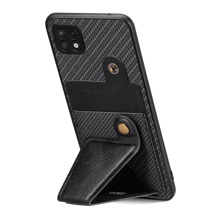Portafoglio in fibra di carbonio Flip Card Custodia per telefono con supporto a forma di K, For Samsung Galaxy A22 5G, For Samsung Galaxy A32 5G