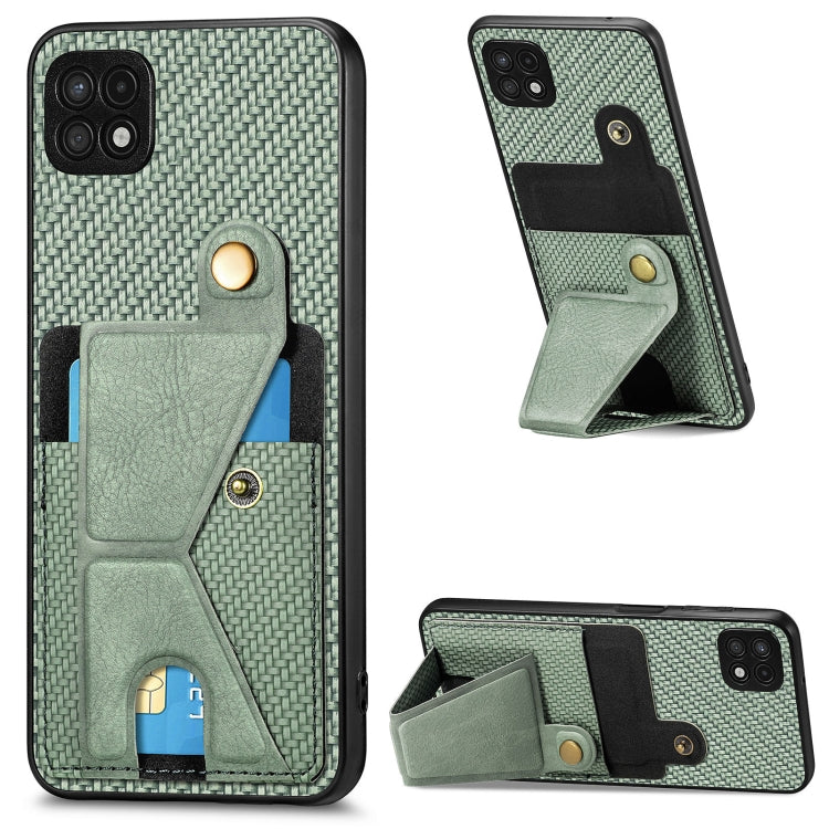 Portafoglio in fibra di carbonio Flip Card Custodia per telefono con supporto a forma di K, For Samsung Galaxy A22 5G, For Samsung Galaxy A32 5G