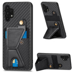Portafoglio in fibra di carbonio Flip Card Custodia per telefono con supporto a forma di K, For Samsung Galaxy A22 5G, For Samsung Galaxy A32 5G