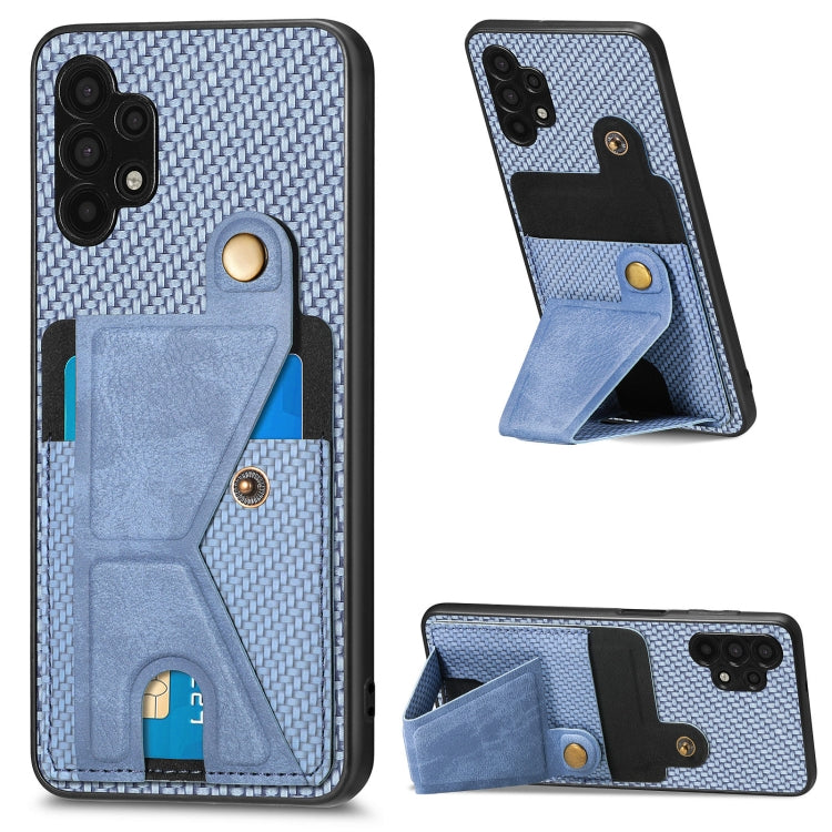 Portafoglio in fibra di carbonio Flip Card Custodia per telefono con supporto a forma di K, For Samsung Galaxy A22 5G, For Samsung Galaxy A32 5G