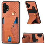 Portafoglio in fibra di carbonio Flip Card Custodia per telefono con supporto a forma di K, For Samsung Galaxy A22 5G, For Samsung Galaxy A32 5G