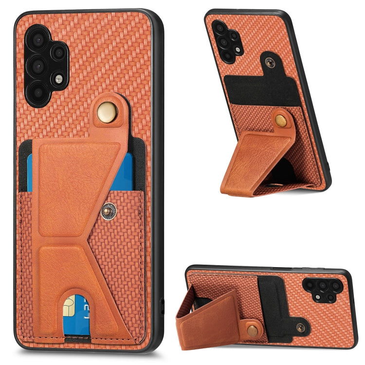 Portafoglio in fibra di carbonio Flip Card Custodia per telefono con supporto a forma di K, For Samsung Galaxy A22 5G, For Samsung Galaxy A32 5G