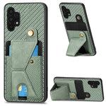 Portafoglio in fibra di carbonio Flip Card Custodia per telefono con supporto a forma di K, For Samsung Galaxy A22 5G, For Samsung Galaxy A32 5G