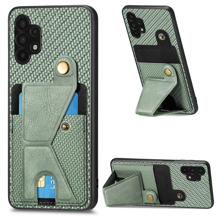Portafoglio in fibra di carbonio Flip Card Custodia per telefono con supporto a forma di K, For Samsung Galaxy A22 5G, For Samsung Galaxy A32 5G