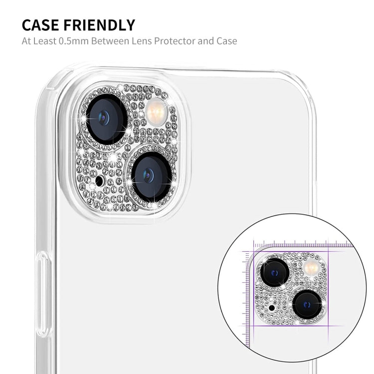 Per iPhone 14/14 Plus ENKAY Hat-Prince Blink Diamond Camera Lens Pellicola in vetro temperato in lega di alluminio, For iPhone 14 / 14 Plus