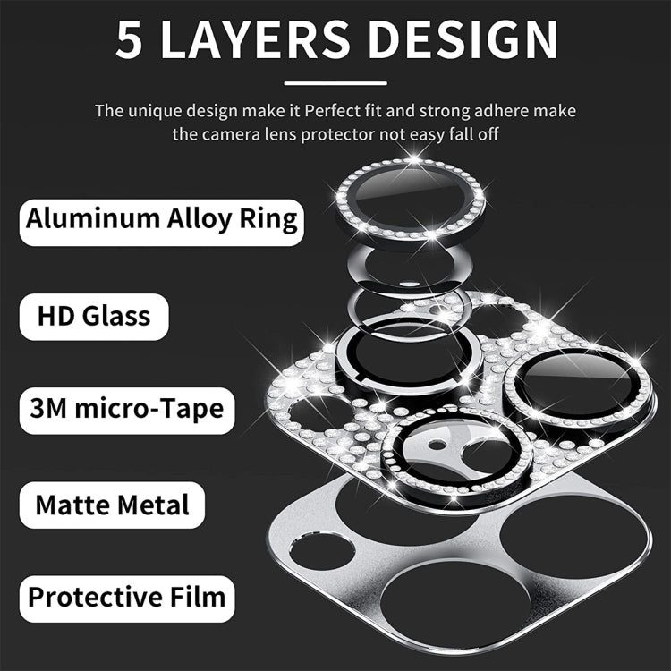 Per iPhone 14 Pro / 14 Pro Max ENKAY Hat-Prince Blink Diamond Obiettivo per fotocamera Pellicola in vetro temperato in lega di alluminio, For iPhone 14 Pro / 14 Pro Max