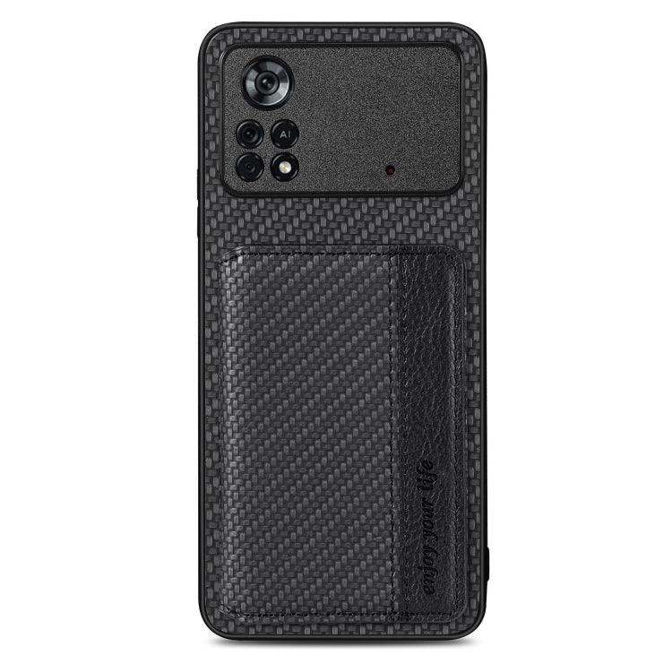 Custodia per telefono con borsa a portafoglio per carte magnetiche in fibra di carbonio, For Xiaomi Poco X4 Pro 5G, For Xiaomi Poco X5 Pro 5G, For Samsung Galaxy A22 5G, For Samsung Galaxy A32 5G