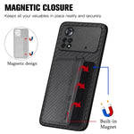 Custodia per telefono con borsa a portafoglio per carte magnetiche in fibra di carbonio, For Xiaomi Poco X4 Pro 5G, For Xiaomi Poco X5 Pro 5G, For Samsung Galaxy A22 5G, For Samsung Galaxy A32 5G