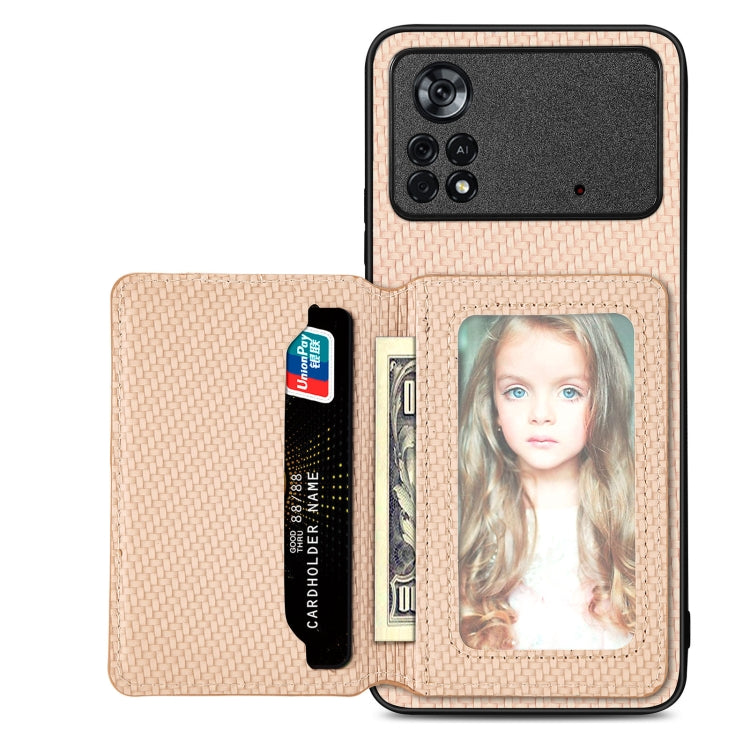 Custodia per telefono con borsa a portafoglio per carte magnetiche in fibra di carbonio, For Xiaomi Poco X4 Pro 5G, For Xiaomi Poco X5 Pro 5G, For Samsung Galaxy A22 5G, For Samsung Galaxy A32 5G