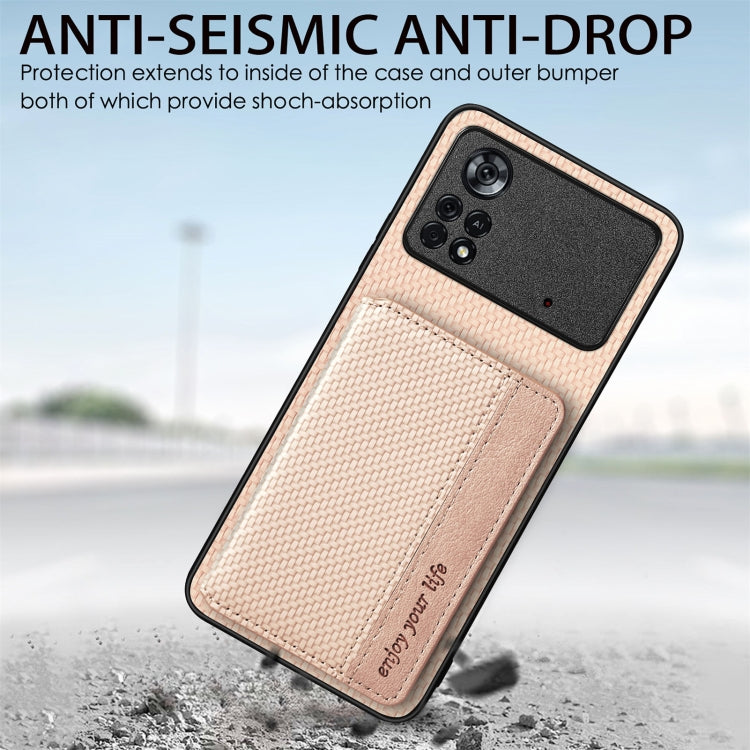 Custodia per telefono con borsa a portafoglio per carte magnetiche in fibra di carbonio, For Xiaomi Poco X4 Pro 5G, For Xiaomi Poco X5 Pro 5G, For Samsung Galaxy A22 5G, For Samsung Galaxy A32 5G