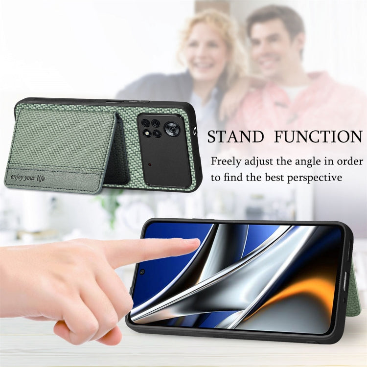 Custodia per telefono con borsa a portafoglio per carte magnetiche in fibra di carbonio, For Xiaomi Poco X4 Pro 5G, For Xiaomi Poco X5 Pro 5G, For Samsung Galaxy A22 5G, For Samsung Galaxy A32 5G