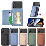 Custodia per telefono con borsa a portafoglio per carte magnetiche in fibra di carbonio, For Xiaomi Poco X4 Pro 5G, For Xiaomi Poco X5 Pro 5G, For Samsung Galaxy A22 5G, For Samsung Galaxy A32 5G