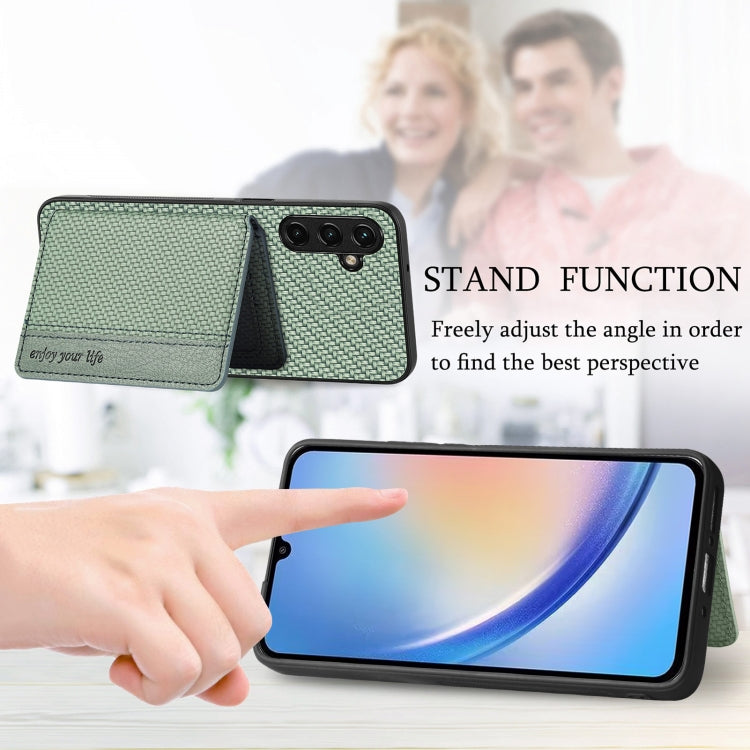 Custodia per telefono con borsa a portafoglio per carte magnetiche in fibra di carbonio, For Samsung Galaxy A34 5G
