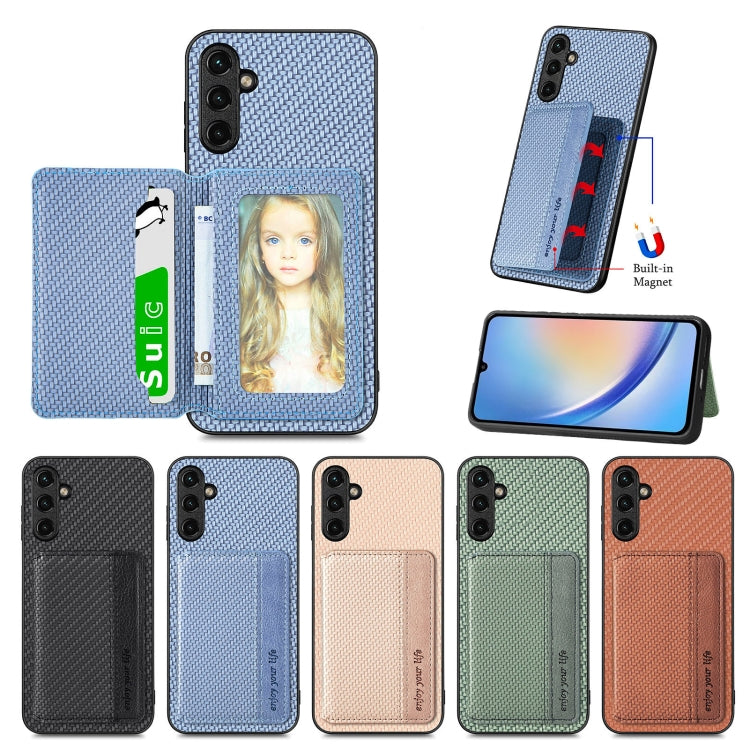 Custodia per telefono con borsa a portafoglio per carte magnetiche in fibra di carbonio, For Samsung Galaxy A34 5G