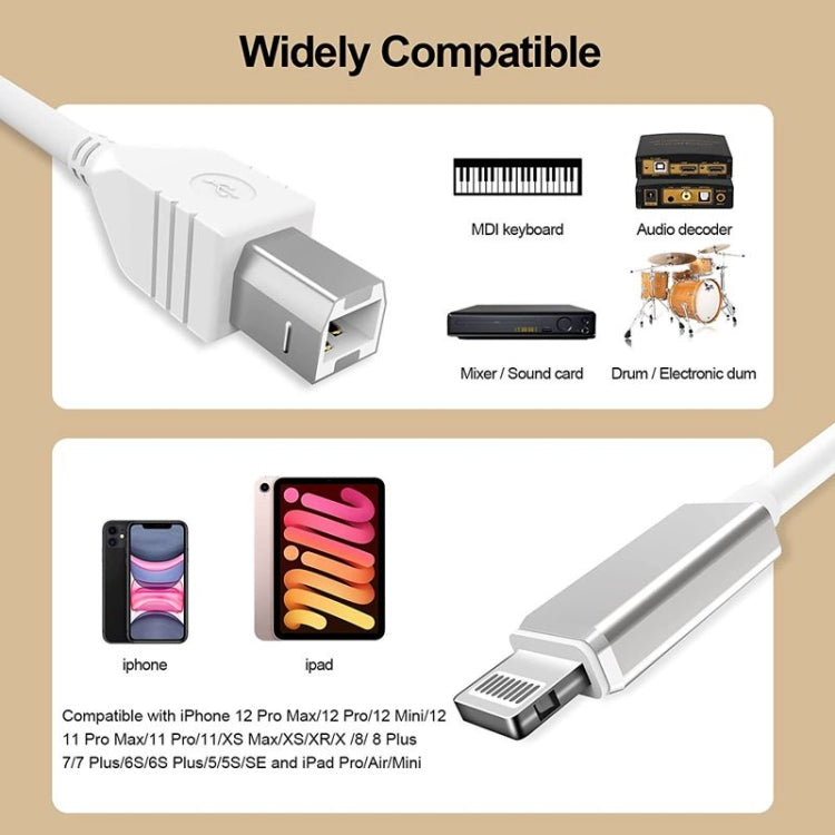 Cavo multifunzione da 1 m da 8 pin a USB + MIDI per strumenti musicali elettronici e OTG e ricarica compatibile con iOS 10-14, MIDI + OTG