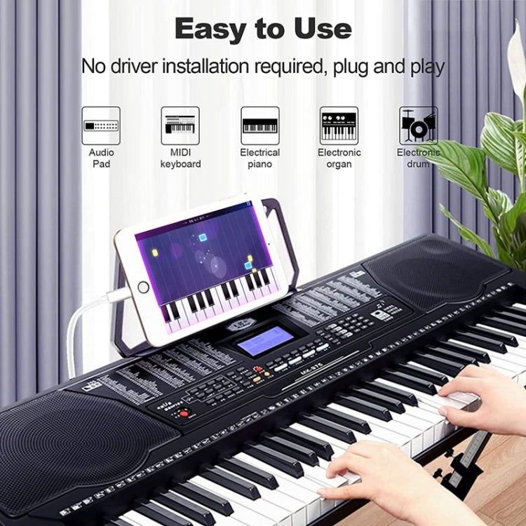 Cavo multifunzione da 1 m da 8 pin a USB + MIDI per strumenti musicali elettronici e OTG e ricarica compatibile con iOS 10-14, MIDI + OTG