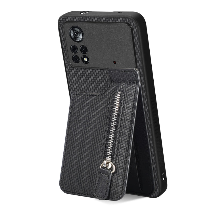 Custodia per telefono con cerniera verticale in fibra di carbonio, For Samsung Galaxy A32 5G, For Xiaomi Poco X4 Pro 5G