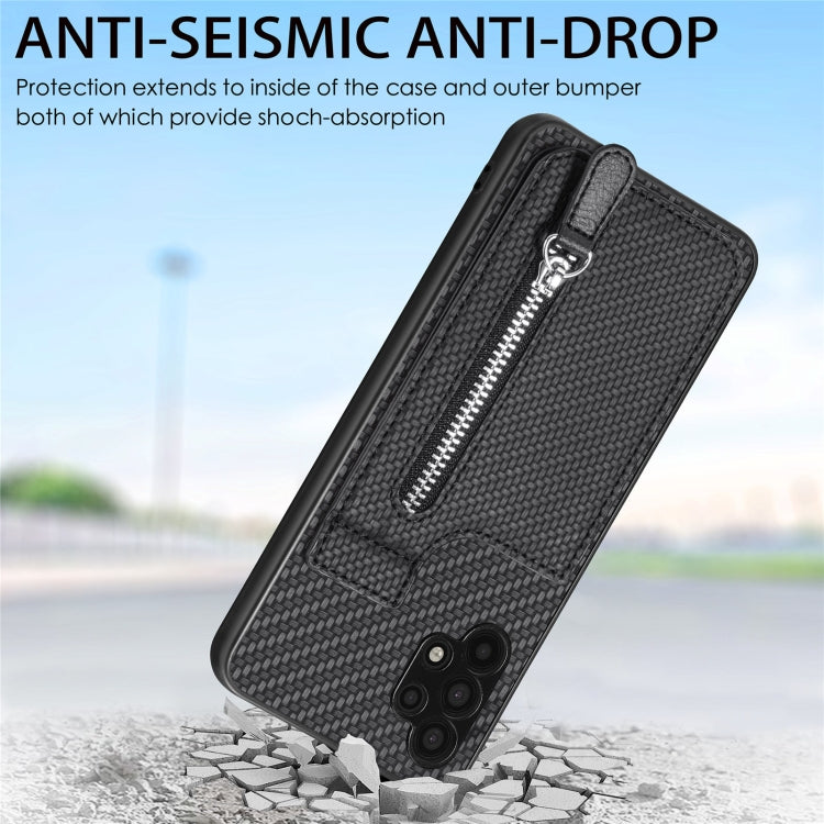 Custodia per telefono con cerniera verticale in fibra di carbonio, For Samsung Galaxy A32 5G, For Xiaomi Poco X4 Pro 5G