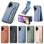 Custodia per telefono con cerniera verticale in fibra di carbonio, For Samsung Galaxy A32 5G, For Xiaomi Poco X4 Pro 5G