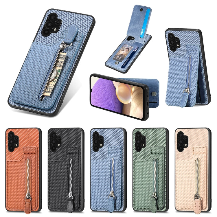 Custodia per telefono con cerniera verticale in fibra di carbonio, For Samsung Galaxy A32 5G, For Xiaomi Poco X4 Pro 5G