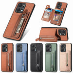Custodia per cellulare a portafoglio con cerniera orizzontale in fibra di carbonio, For Honor X7A, For Honor X8A, For Xiaomi Poco X4 Pro 5G, For Samsung Galaxy A22 5G