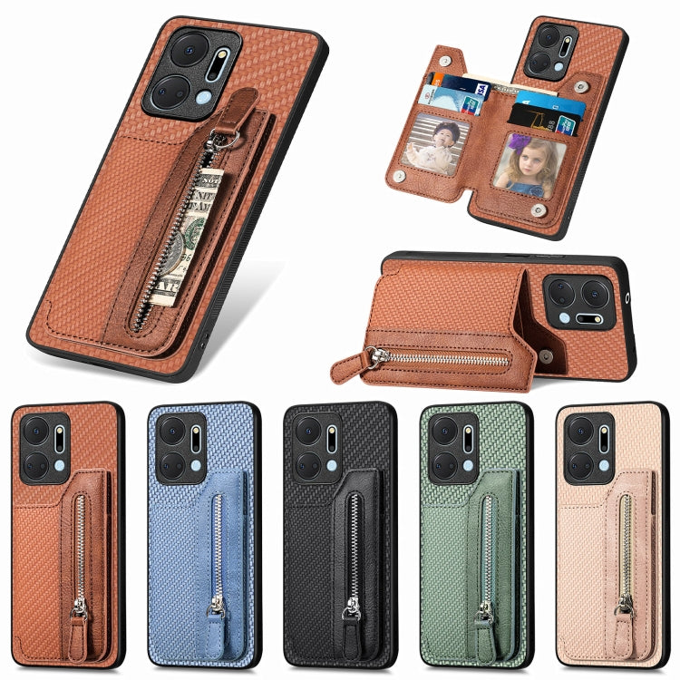 Custodia per cellulare a portafoglio con cerniera orizzontale in fibra di carbonio, For Honor X7A, For Honor X8A, For Xiaomi Poco X4 Pro 5G, For Samsung Galaxy A22 5G