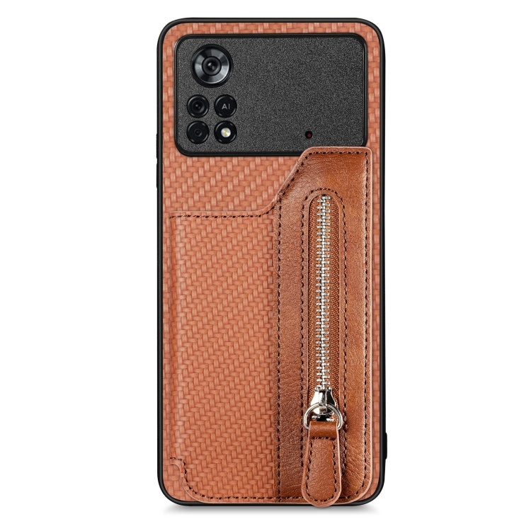 Custodia per cellulare a portafoglio con cerniera orizzontale in fibra di carbonio, For Honor X7A, For Honor X8A, For Xiaomi Poco X4 Pro 5G, For Samsung Galaxy A22 5G