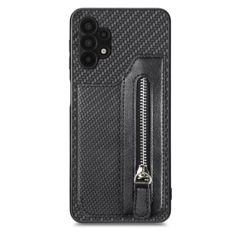 Custodia per cellulare a portafoglio con cerniera orizzontale in fibra di carbonio, For Samsung Galaxy A32 5G