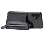 Custodia per cellulare a portafoglio con cerniera orizzontale in fibra di carbonio, For Samsung Galaxy A32 5G