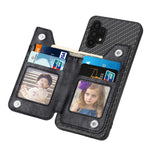 Custodia per cellulare a portafoglio con cerniera orizzontale in fibra di carbonio, For Samsung Galaxy A32 5G