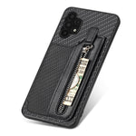 Custodia per cellulare a portafoglio con cerniera orizzontale in fibra di carbonio, For Samsung Galaxy A32 5G
