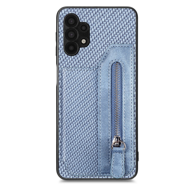 Custodia per cellulare a portafoglio con cerniera orizzontale in fibra di carbonio, For Samsung Galaxy A32 5G