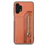 Custodia per cellulare a portafoglio con cerniera orizzontale in fibra di carbonio, For Samsung Galaxy A32 5G