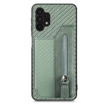 Custodia per cellulare a portafoglio con cerniera orizzontale in fibra di carbonio, For Samsung Galaxy A32 5G