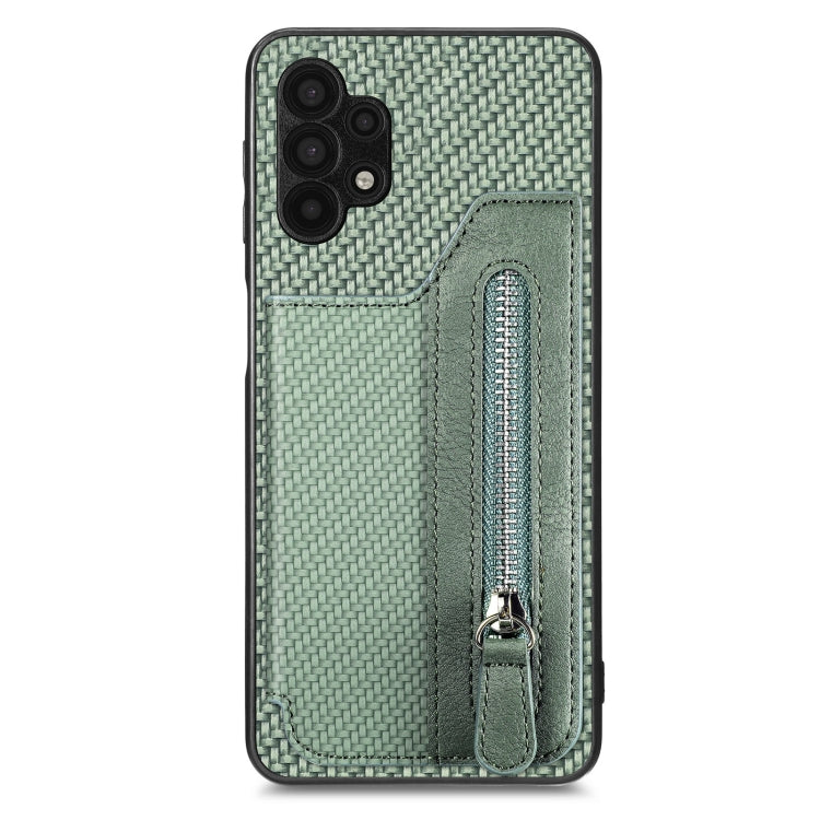 Custodia per cellulare a portafoglio con cerniera orizzontale in fibra di carbonio, For Samsung Galaxy A32 5G