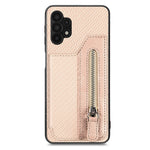Custodia per cellulare a portafoglio con cerniera orizzontale in fibra di carbonio, For Samsung Galaxy A32 5G