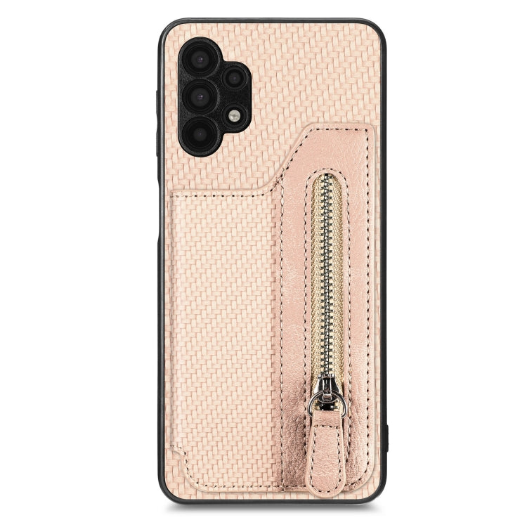 Custodia per cellulare a portafoglio con cerniera orizzontale in fibra di carbonio, For Samsung Galaxy A32 5G