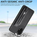 Custodia per cellulare a portafoglio con cerniera orizzontale in fibra di carbonio, For Samsung Galaxy A32 5G