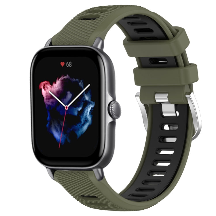 Cinturino per orologio con fibbia in acciaio siliconato a due colori con trama incrociata da 22 mm, For Amazfit GTS 4 Mini, For Amazfit GTS 3