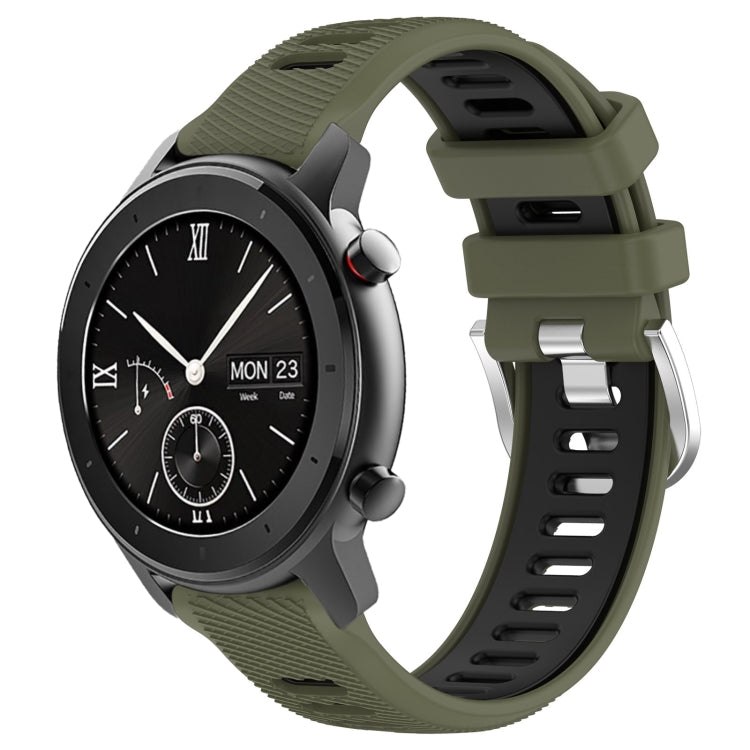 Cinturino per orologio con fibbia in acciaio siliconato a due colori con trama incrociata da 22 mm, For Amazfit GTS 2, For Amazfit GTS