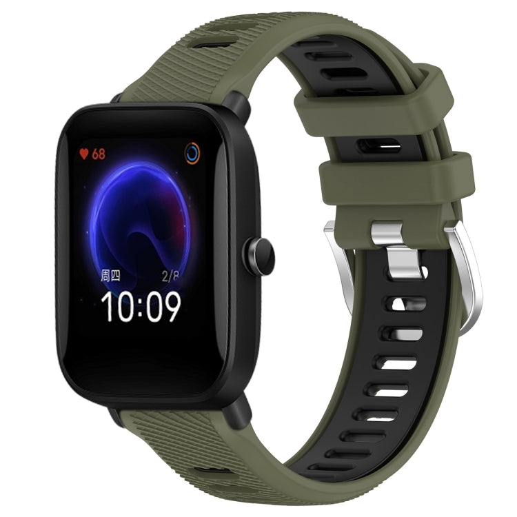 Cinturino per orologio con fibbia in acciaio siliconato a due colori con trama incrociata da 22 mm, For Amazfit GTR 42MM, For Amazfit Pop Pro