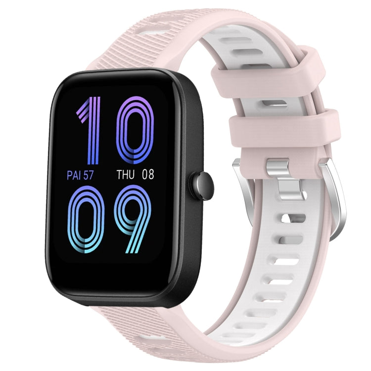 Cinturino per orologio con fibbia in acciaio siliconato a due colori con trama incrociata da 22 mm, For Amazfit Pop, For Amazfit Bip3
