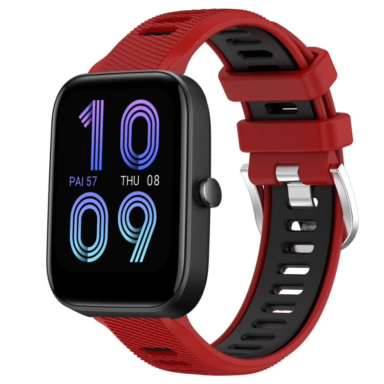 Cinturino per orologio con fibbia in acciaio siliconato a due colori con trama incrociata da 22 mm, For Amazfit Pop, For Amazfit Bip3