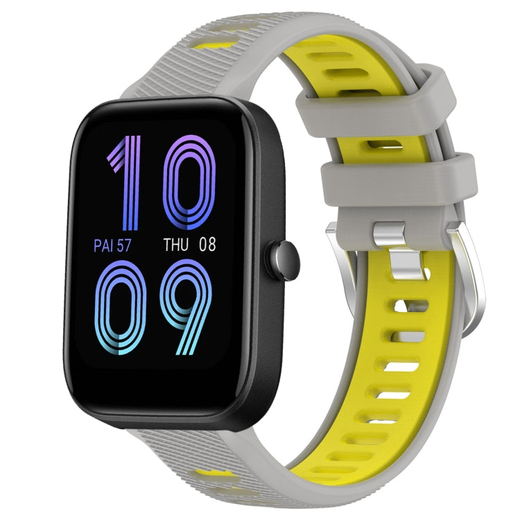Cinturino per orologio con fibbia in acciaio siliconato a due colori con trama incrociata da 22 mm, For Amazfit Pop, For Amazfit Bip3