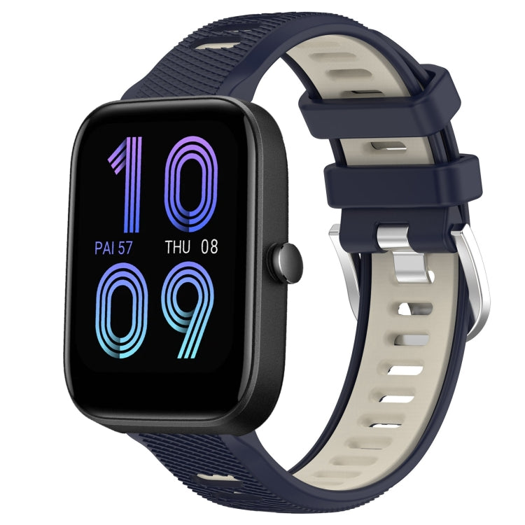 Cinturino per orologio con fibbia in acciaio siliconato a due colori con trama incrociata da 22 mm, For Amazfit Pop, For Amazfit Bip3